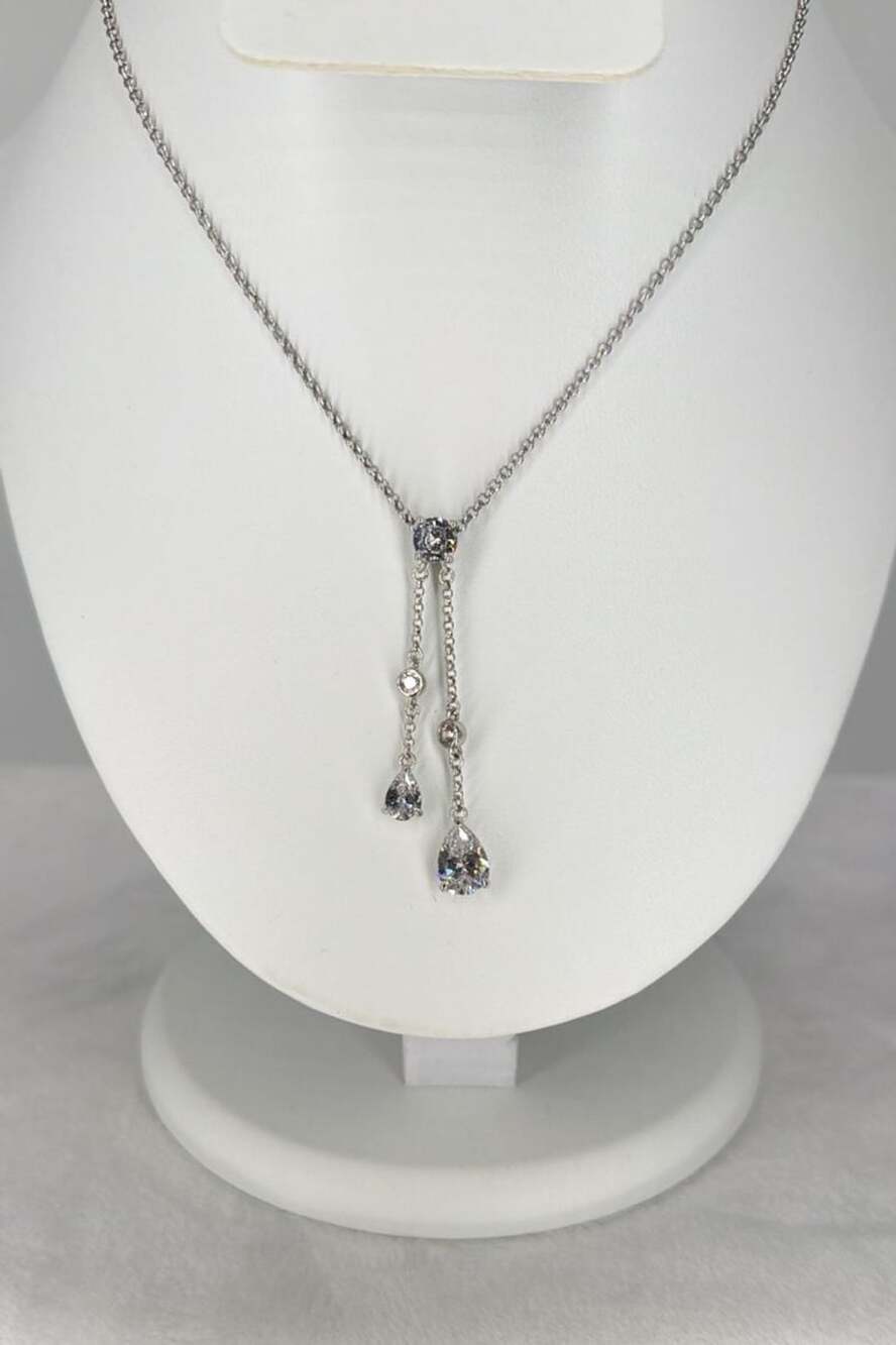 BP All Eyes On Shine Bolo Slide Necklace Clear CZ Rhodium